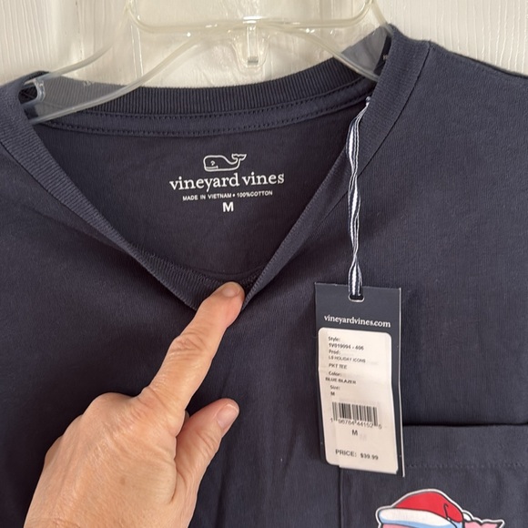 NWT Vineyard Vines Happy Holidays Christmas Tree Blue Blazer Pocket Tee - M - Picture 4 of 10